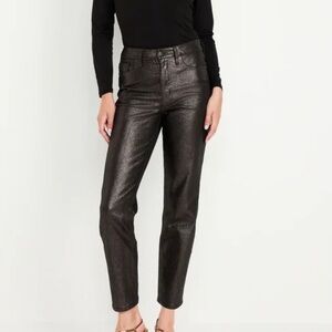 NWT Old Navy High Rise OG Straight Ankle Black Shine Sparkle Jeans 0